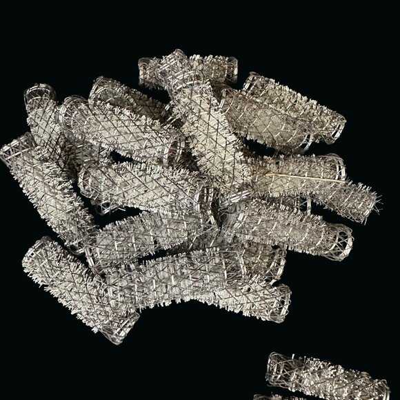 Vintage Lot 60 Wire Brush Mesh Bristle Hair Rollers Curler Metal Clips Perm Rods - Picture 4 of 12